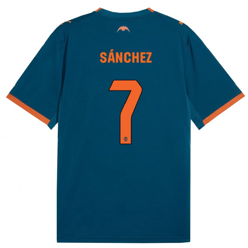 Danxen Mulher Camisola Dani Sánchez #7 Azul Aço Laranja Alternativa 2026/27 Camisa Brasil