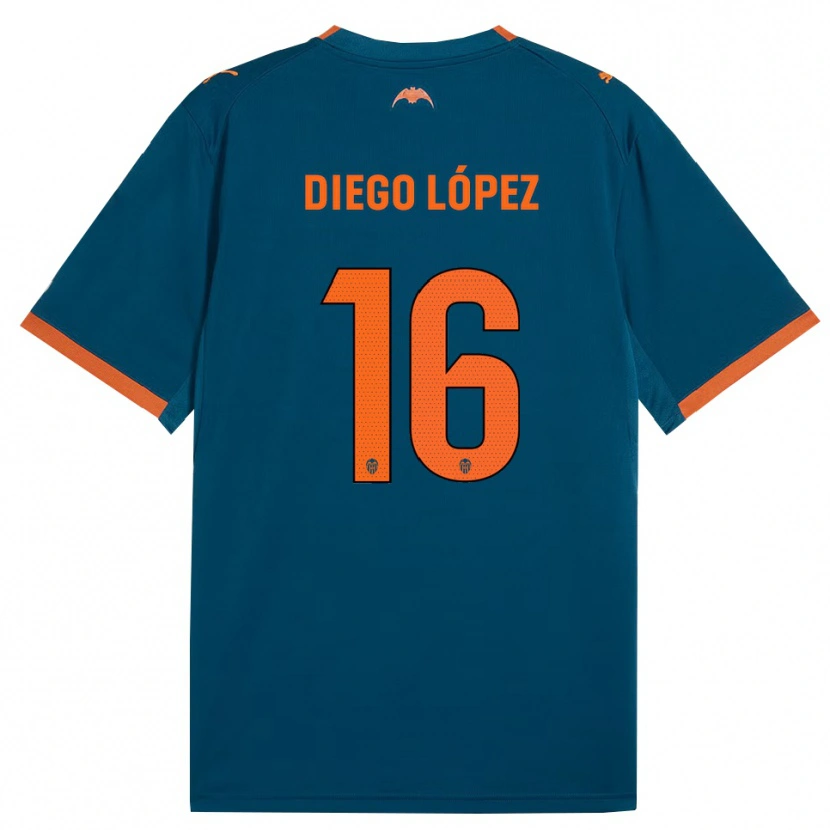 Danxen Mulher Camisola Diego López #16 Azul Aço Laranja Alternativa 2026/27 Camisa Brasil