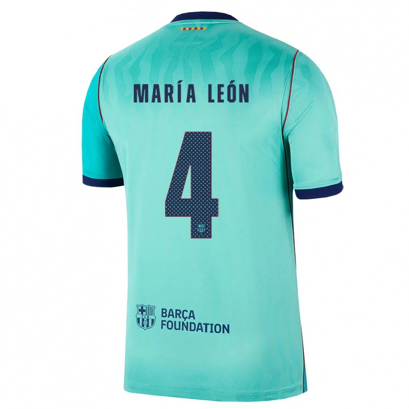 Danxen Mulher Camisola María Pilar León #4 Água Turquesa Escura Azul Real Terceiro 2026/27 Camisa Brasil