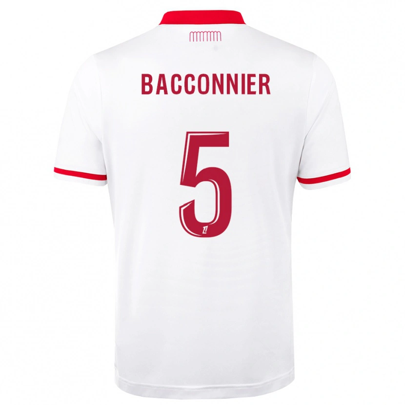 Danxen Criança Camisola Kévin Bacconnier #5 Vermelho Branco Principal 2026/27 Camisa Brasil
