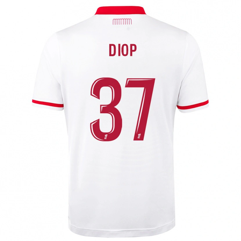 Danxen Criança Camisola Edan Diop #37 Vermelho Branco Principal 2026/27 Camisa Brasil