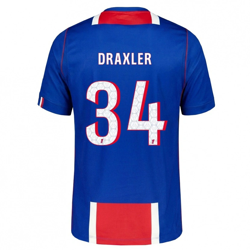 Danxen Criança Camisola Julian Draxler #34 Vermelho Branco Azul Principal 2026/27 Camisa Brasil