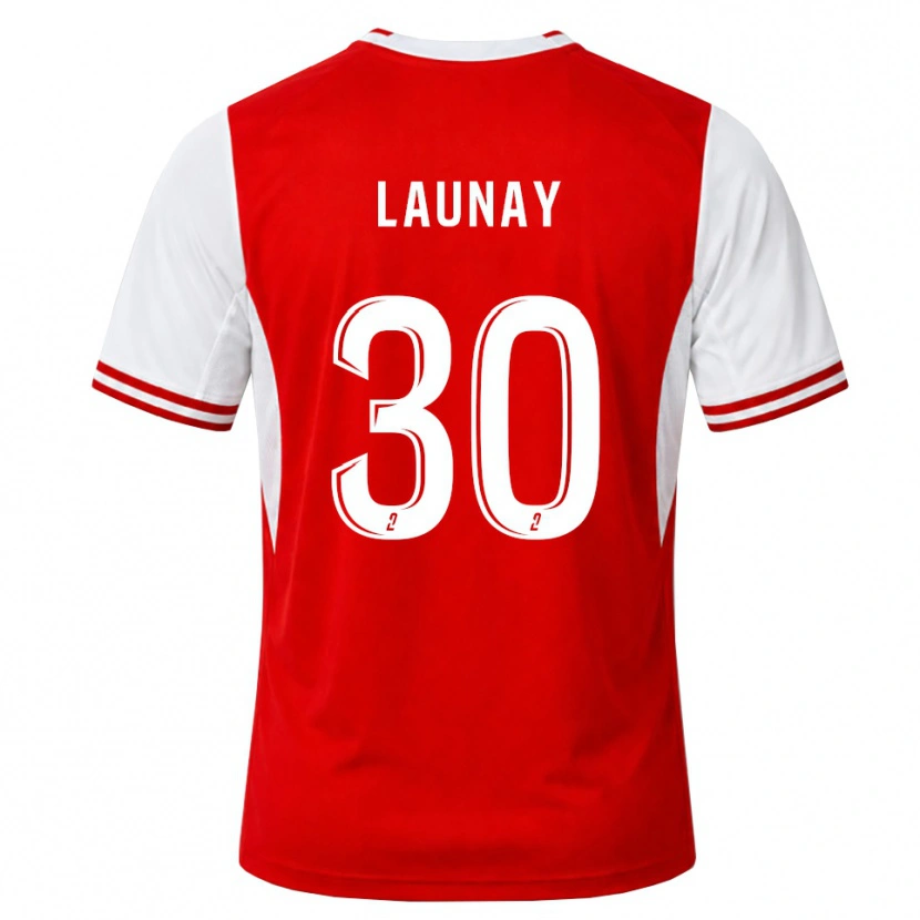 Danxen Criança Camisola Elisa Launay #30 Vermelho Branco Principal 2026/27 Camisa Brasil