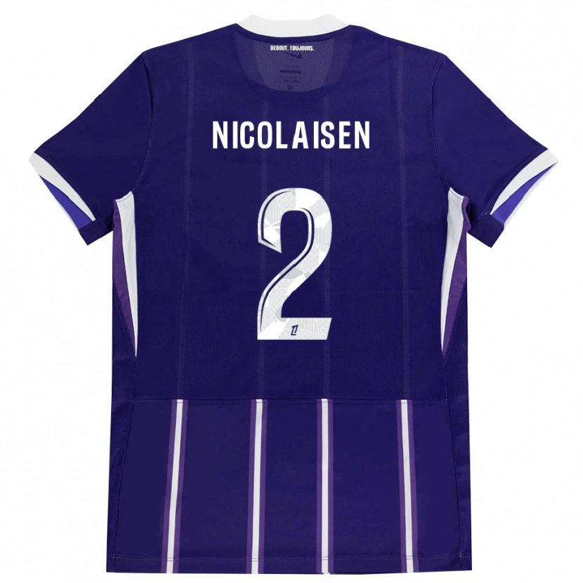 Danxen Criança Camisola Rasmus Nicolaisen #2 Roxo Branco Principal 2026/27 Camisa Brasil