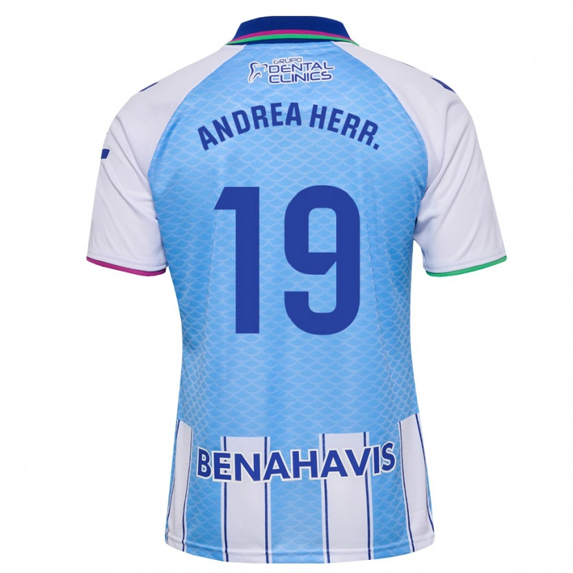 Danxen Criança Camisola Andrea Herrero Valiente #19 Azul Céu Profundo Branco Principal 2026/27 Camisa Brasil