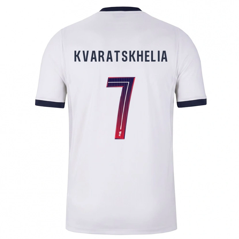 Danxen Criança Camisola Khvicha Kvaratskhelia #7 Branco Preto Vermelho Alternativa 2026/27 Camisa Brasil