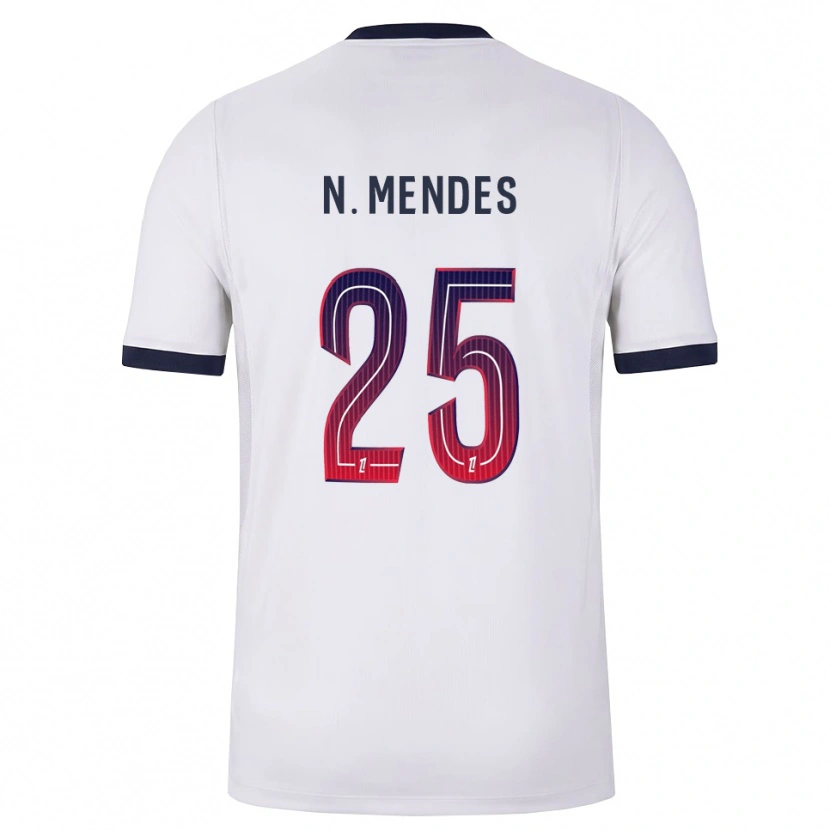 Danxen Criança Camisola Nuno Mendes #25 Branco Preto Vermelho Alternativa 2026/27 Camisa Brasil