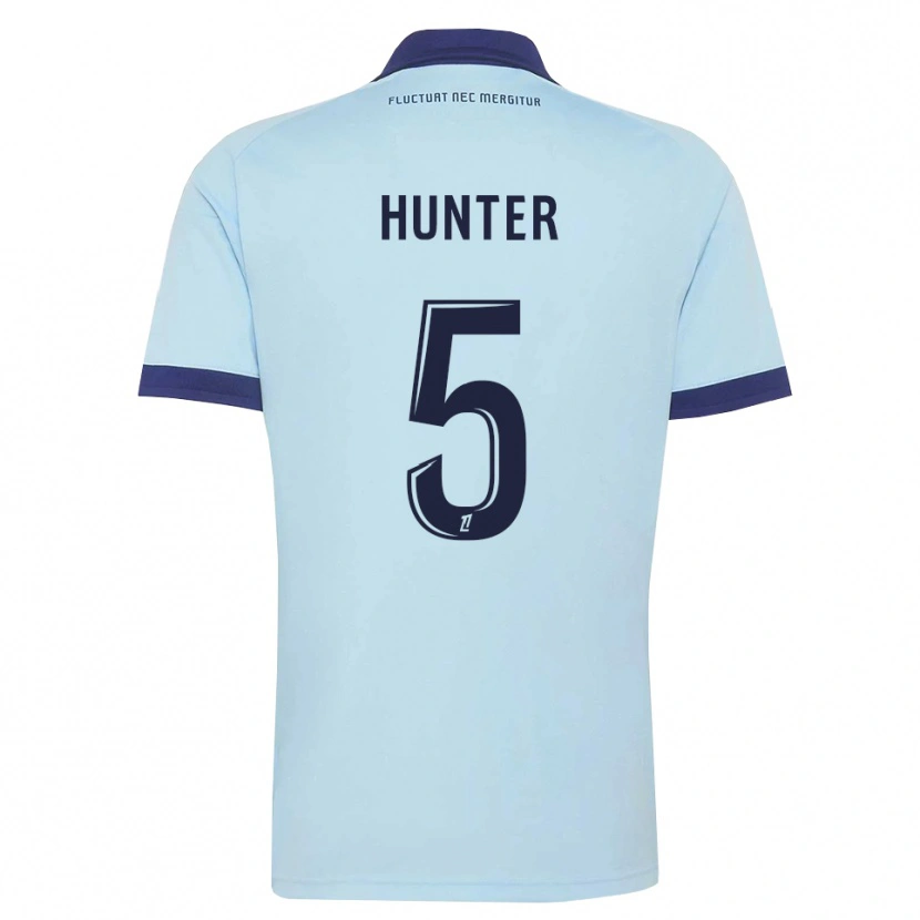 Danxen Criança Camisola Sarah Hunter #5 Azul Centáurea Preto Alternativa 2026/27 Camisa Brasil