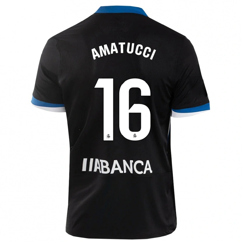 Danxen Criança Camisola Lorenzo Amatucci #16 Preto Branco Azul Alternativa 2026/27 Camisa Brasil