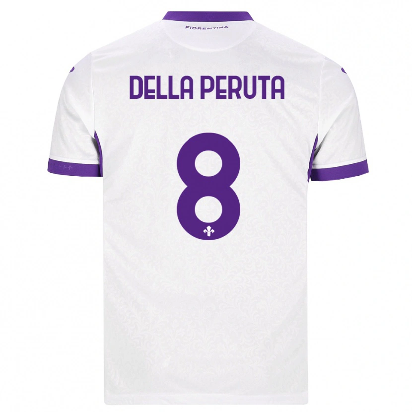 Danxen Criança Camisola Victoria Della Peruta #8 Branco Roxo Alternativa 2026/27 Camisa Brasil