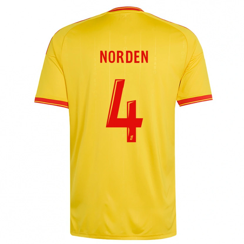 Danxen Homem Camisola Doreen Norden #4 Dourado Laranja Vermelho Principal 2026/27 Camisa Brasil