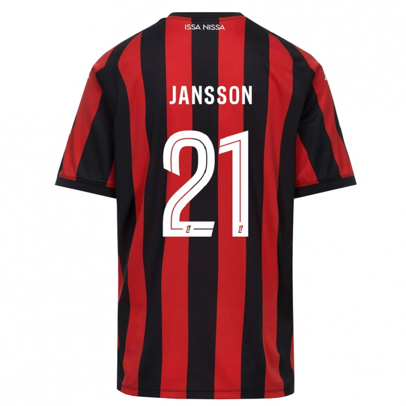 Danxen Homem Camisola Isak Jansson #21 Vermelho Preto Branco Principal 2026/27 Camisa Brasil