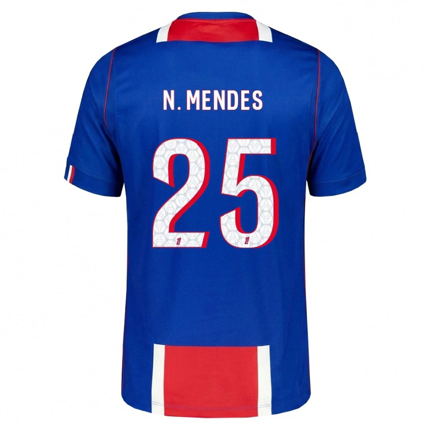 Danxen Homem Camisola Nuno Mendes #25 Vermelho Branco Azul Principal 2026/27 Camisa Brasil