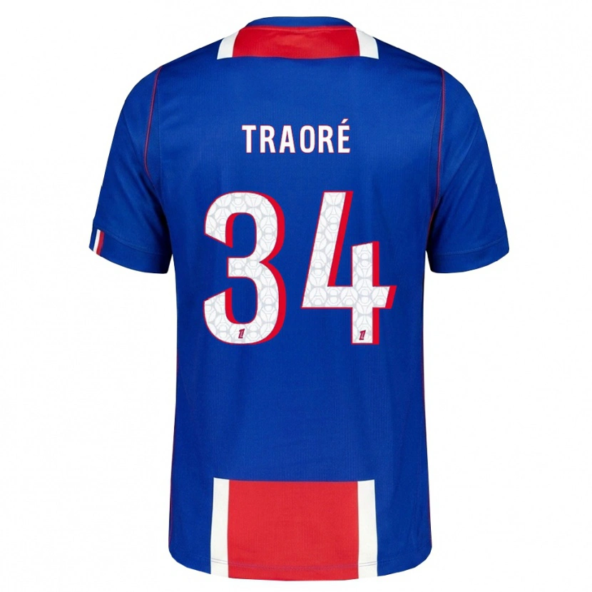Danxen Homem Camisola Naolia Traoré #34 Vermelho Branco Azul Principal 2026/27 Camisa Brasil