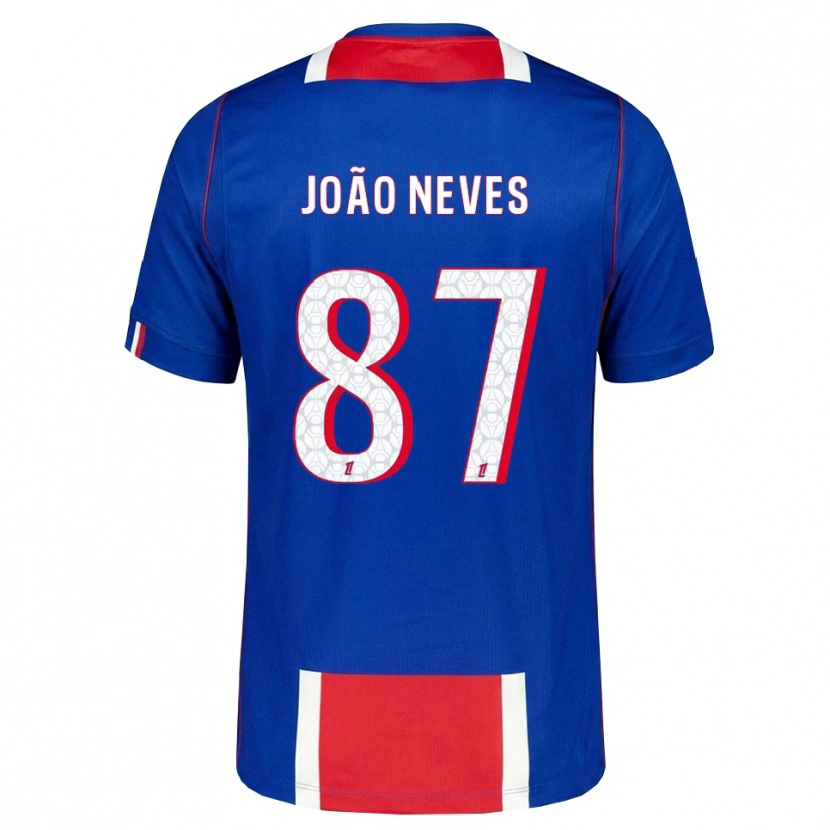 Danxen Homem Camisola João Neves #87 Vermelho Branco Azul Principal 2026/27 Camisa Brasil