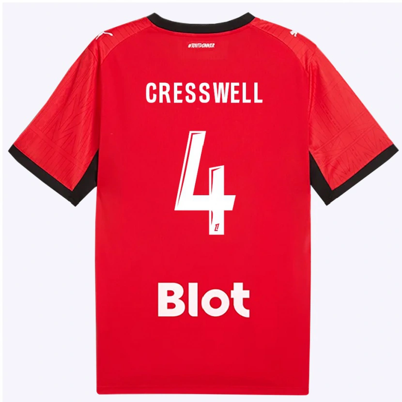 Danxen Homem Camisola Charlie Cresswell #4 Vermelho Preto Branco Principal 2026/27 Camisa Brasil