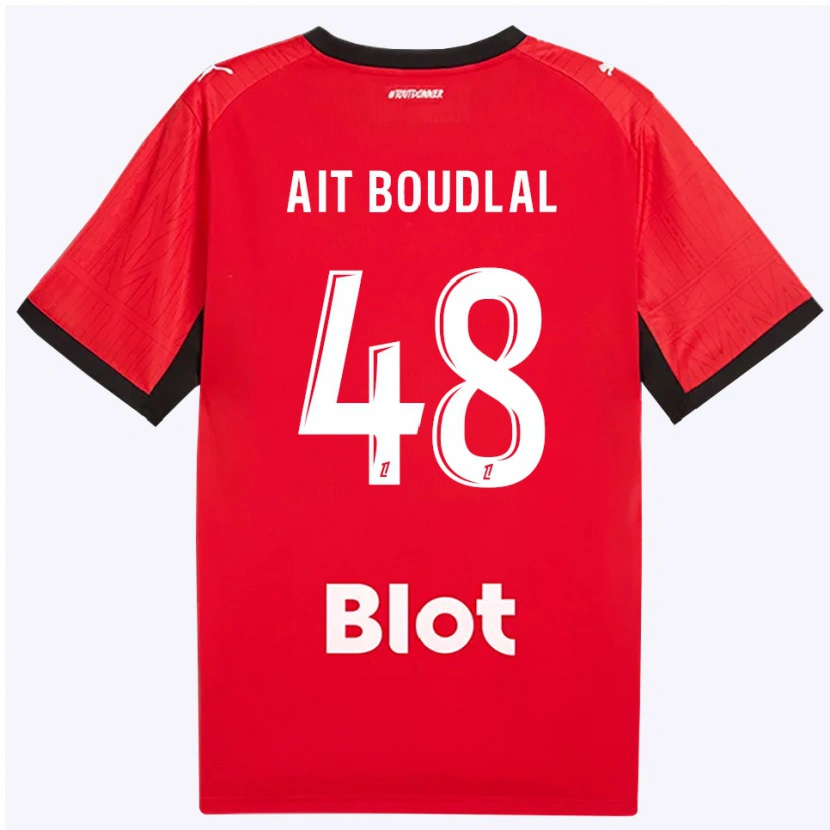 Danxen Homem Camisola Abdelhamid Ait Boudlal #48 Vermelho Preto Branco Principal 2026/27 Camisa Brasil