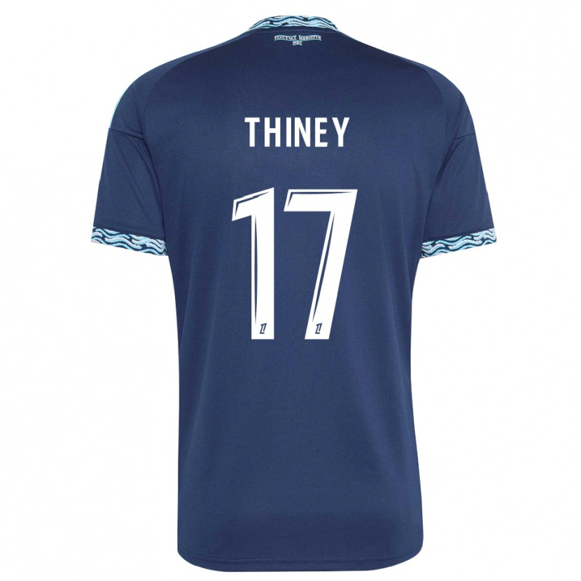 Danxen Homem Camisola Gaëtane Thiney #17 Azul Aço Branco Principal 2026/27 Camisa Brasil