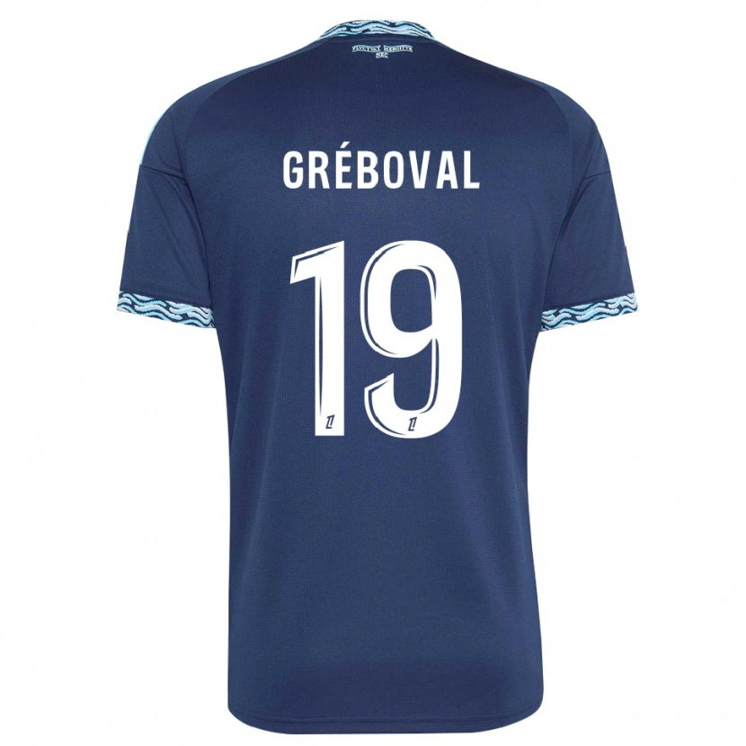 Danxen Homem Camisola Théa Gréboval #19 Azul Aço Branco Principal 2026/27 Camisa Brasil
