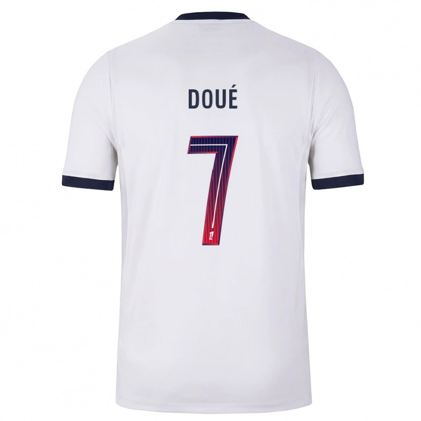 Danxen Homem Camisola Gueladan Doué #7 Branco Preto Vermelho Alternativa 2026/27 Camisa Brasil