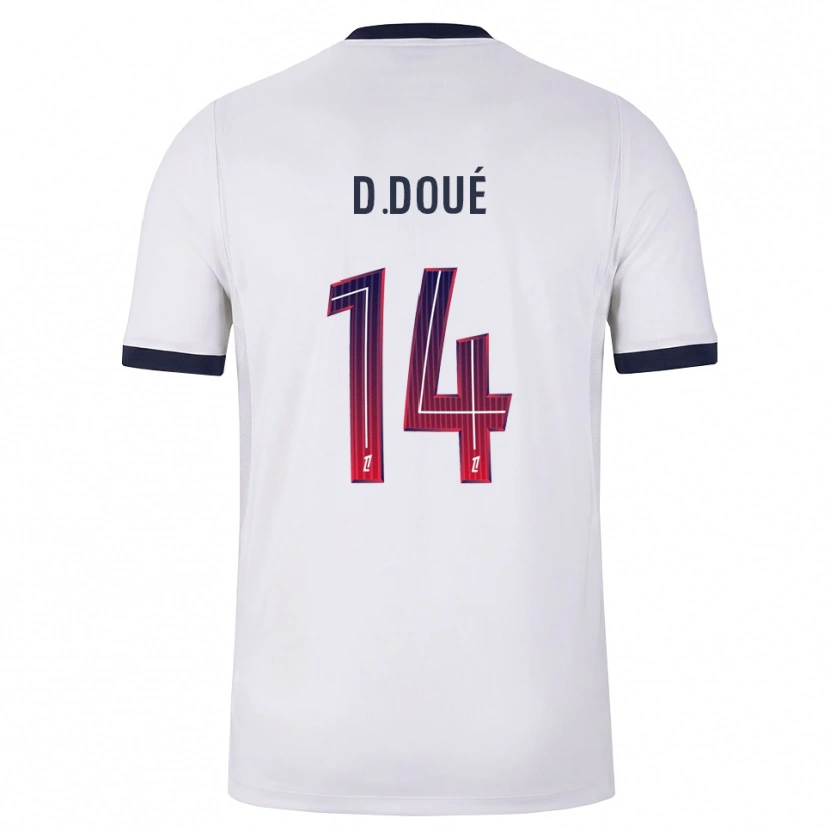 Danxen Homem Camisola Désiré Doué #14 Branco Preto Vermelho Alternativa 2026/27 Camisa Brasil