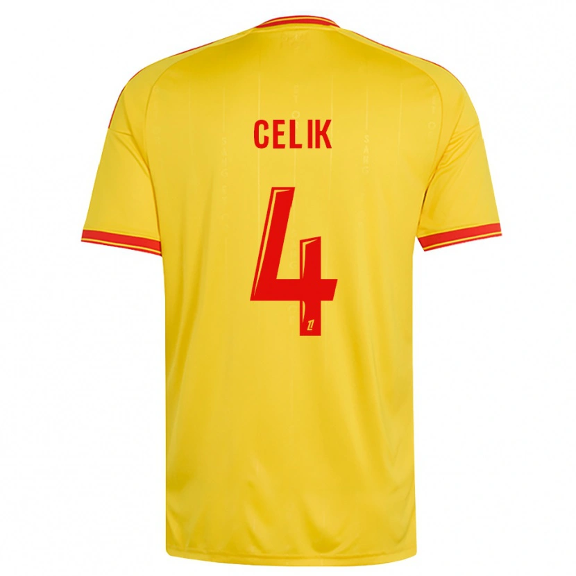 Danxen Mulher Camisola Nidal Celik #4 Dourado Laranja Vermelho Principal 2026/27 Camisa Brasil
