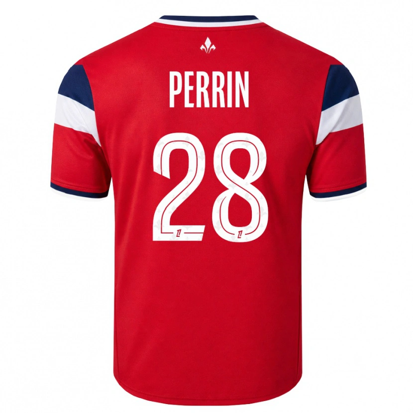 Danxen Mulher Camisola Gaëtan Perrin #28 Vermelho Branco Azul Real Principal 2026/27 Camisa Brasil