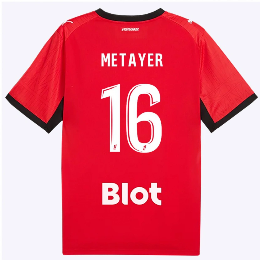 Danxen Mulher Camisola Maxence Metayer #16 Vermelho Preto Branco Principal 2026/27 Camisa Brasil