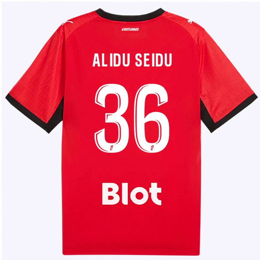 Danxen Mulher Camisola Alidu Seidu #36 Vermelho Preto Branco Principal 2026/27 Camisa Brasil
