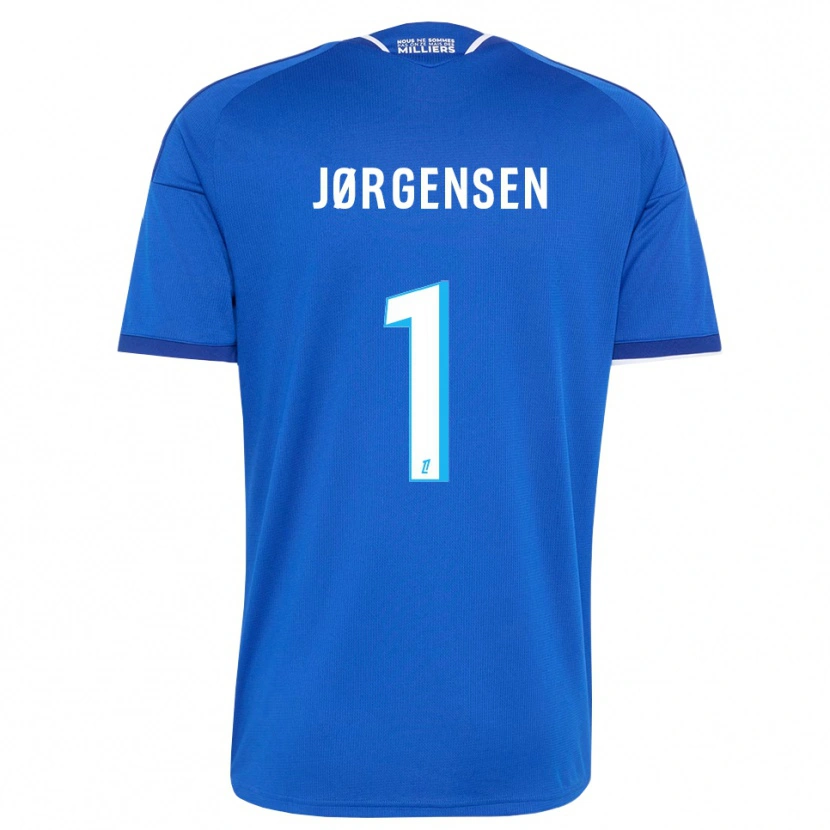 Danxen Mulher Camisola Filip Jørgensen #1 Azul Real Branco Principal 2026/27 Camisa Brasil