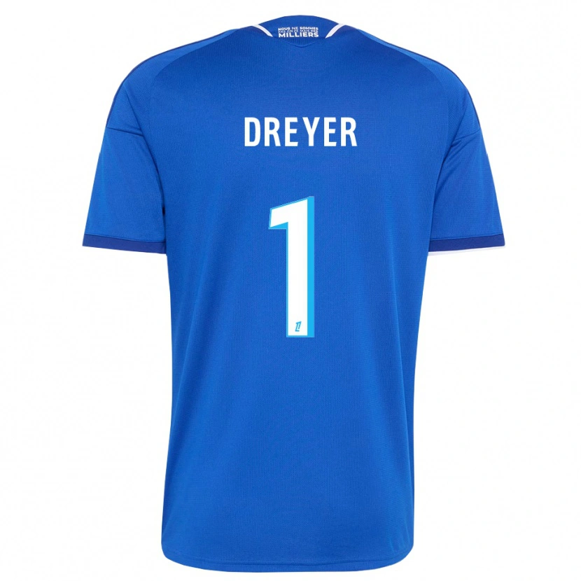 Danxen Mulher Camisola Matthieu Dreyer #1 Azul Real Branco Principal 2026/27 Camisa Brasil