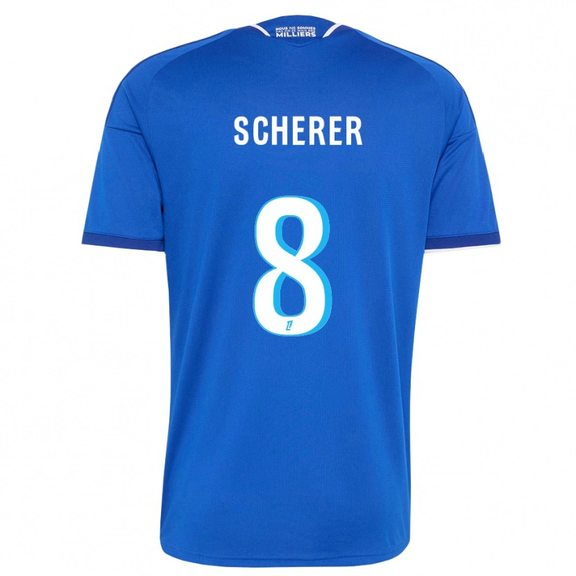 Danxen Mulher Camisola Louis Scherer #8 Azul Real Branco Principal 2026/27 Camisa Brasil