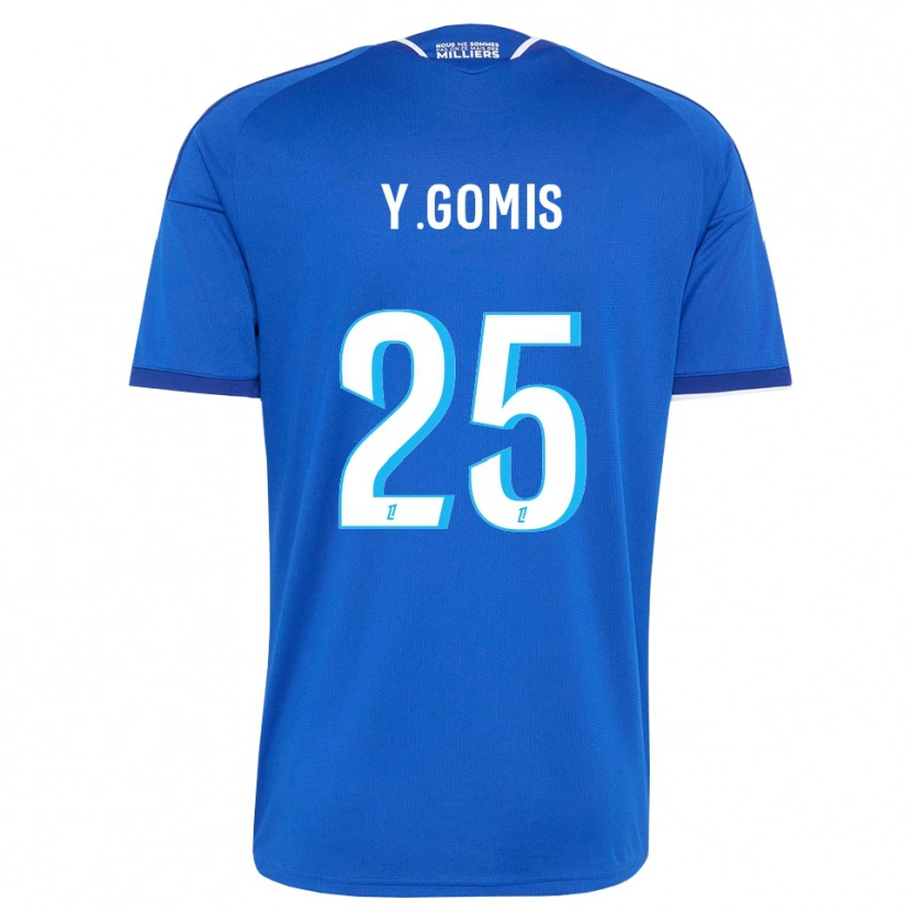 Danxen Mulher Camisola Yoni Gomis #25 Azul Real Branco Principal 2026/27 Camisa Brasil