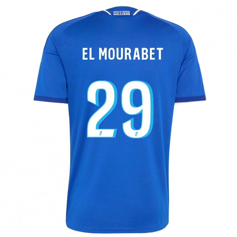 Danxen Mulher Camisola Samir El Mourabet #29 Azul Real Branco Principal 2026/27 Camisa Brasil
