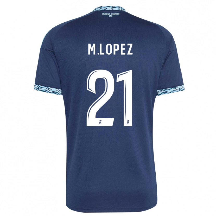 Danxen Mulher Camisola Maxime Lopez #21 Azul Aço Branco Principal 2026/27 Camisa Brasil