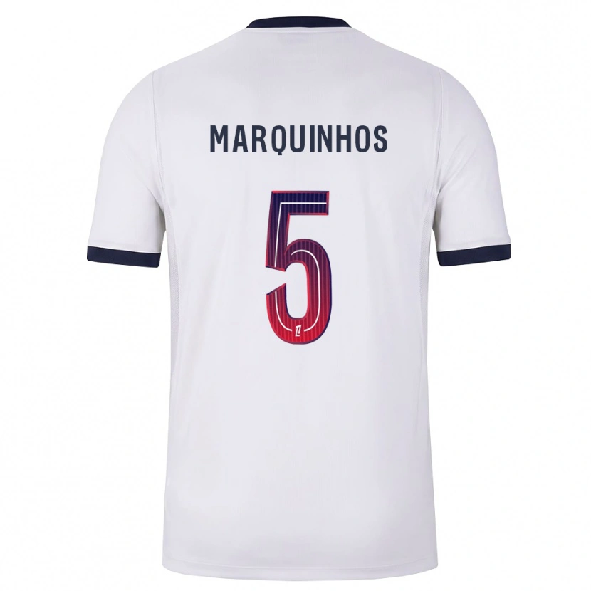 Danxen Mulher Camisola Marquinhos #5 Branco Preto Vermelho Alternativa 2026/27 Camisa Brasil