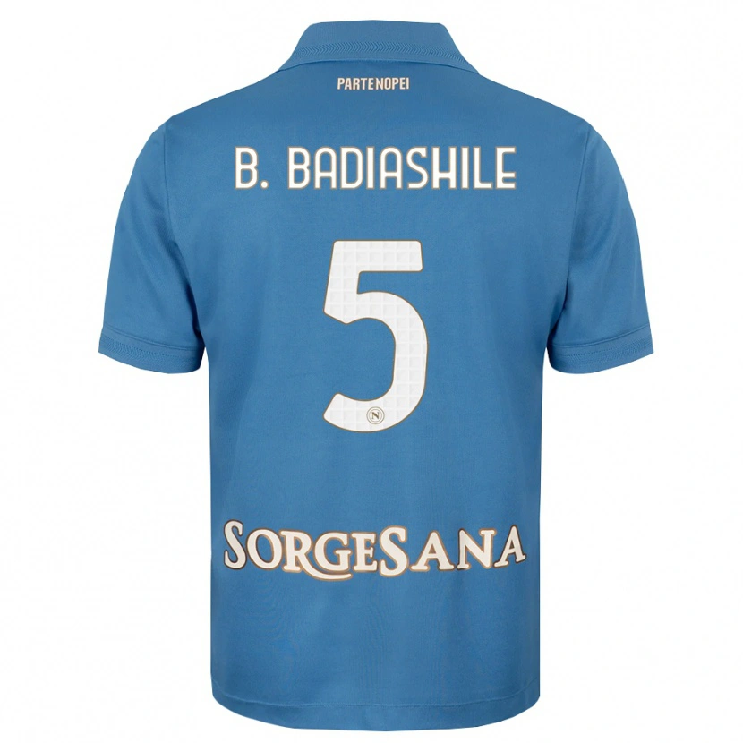 Danxen Criança Camisola Benoît Badiashile #5 Azul Bruma Branco Principal 2026/27 Camisa Brasil