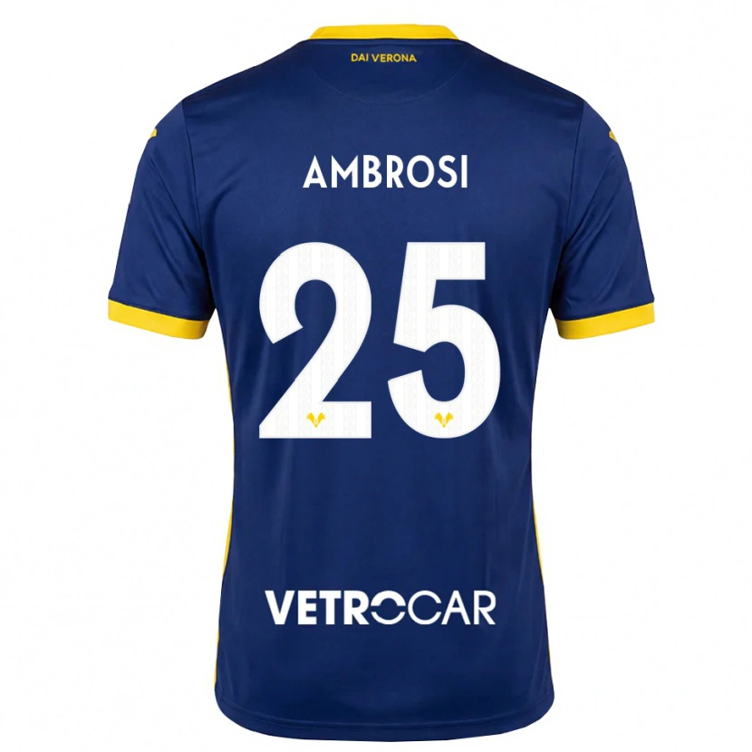 Danxen Criança Camisola Caterina Ambrosi #25 Azul Real Amarelo Branco Principal 2026/27 Camisa Brasil
