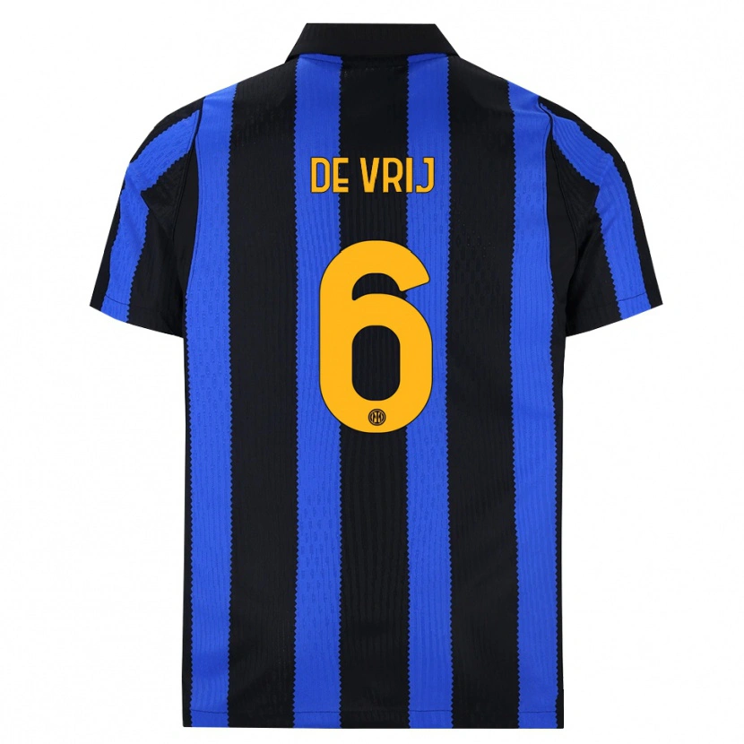 Danxen Criança Camisola Stefan De Vrij #6 Preto Azul Amarelo Principal 2026/27 Camisa Brasil