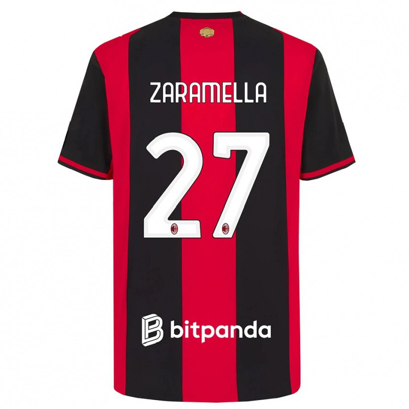 Danxen Criança Camisola Mattia Zaramella #27 Vermelho Preto Branco Principal 2026/27 Camisa Brasil