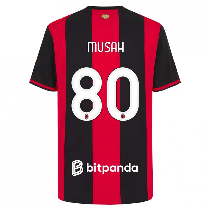Danxen Criança Camisola Yunus Musah #80 Vermelho Preto Branco Principal 2026/27 Camisa Brasil
