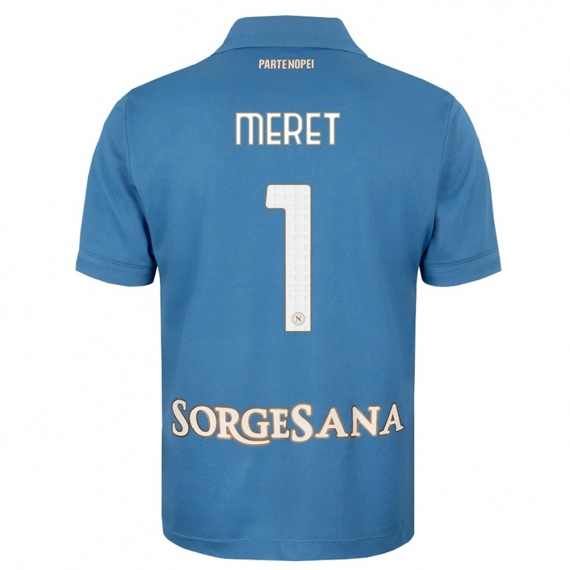 Danxen Criança Camisola Alex Meret #1 Azul Bruma Branco Principal 2026/27 Camisa Brasil