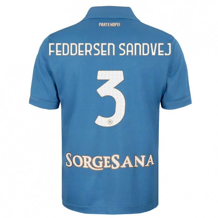Danxen Criança Camisola Cecilie Feddersen Sandvej #3 Azul Bruma Branco Principal 2026/27 Camisa Brasil