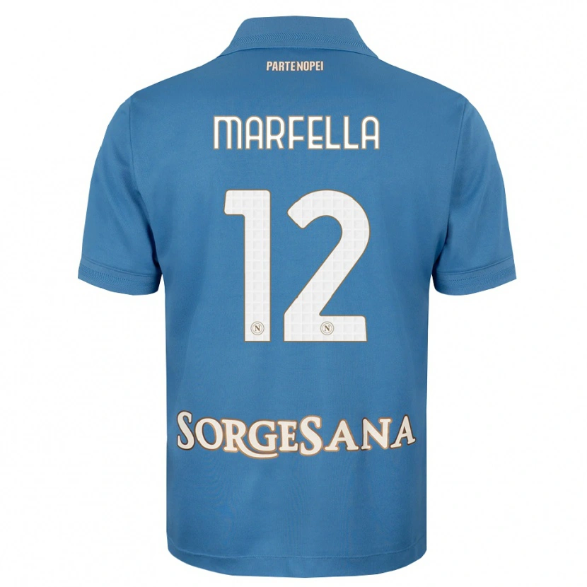 Danxen Criança Camisola Davide Marfella #12 Azul Bruma Branco Principal 2026/27 Camisa Brasil