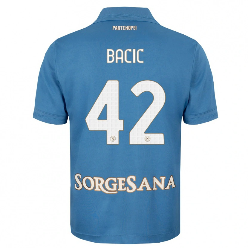 Danxen Criança Camisola Doris Bačić #42 Azul Bruma Branco Principal 2026/27 Camisa Brasil