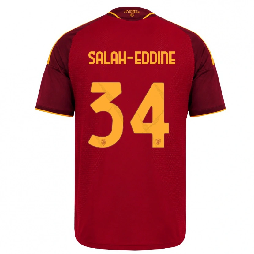 Danxen Criança Camisola Anass Salah-Eddine #34 Vermelho Dourado Amarelo Principal 2026/27 Camisa Brasil