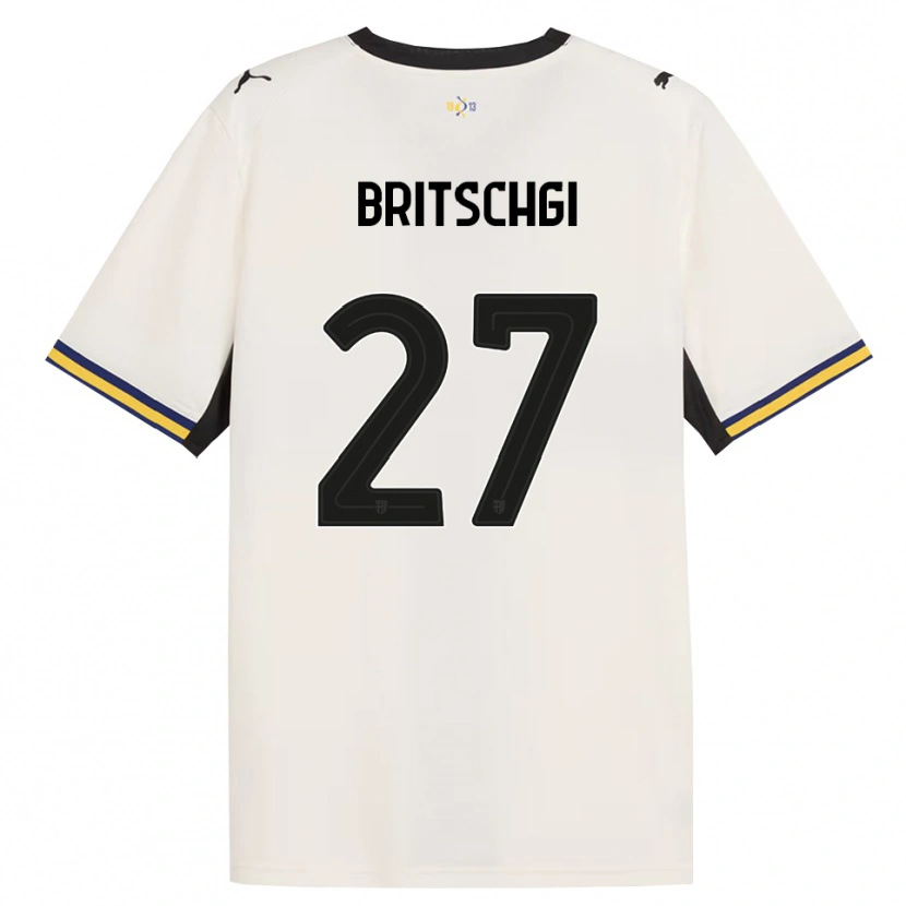 Danxen Criança Camisola Sascha Britschgi #27 Off-White Preto Amarelo Principal 2026/27 Camisa Brasil