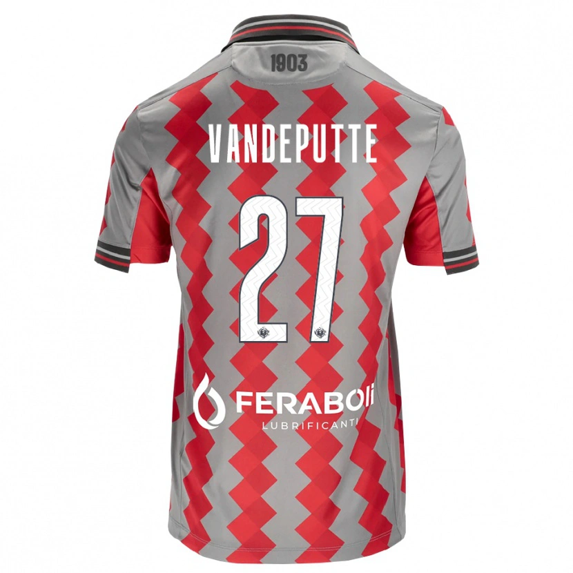 Danxen Criança Camisola Jari Vandeputte #27 Cinza Vermelho Branco Principal 2026/27 Camisa Brasil