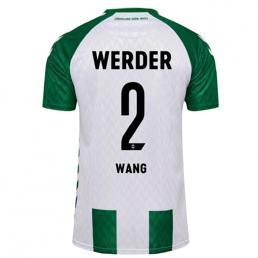Danxen Criança Camisola Bowen Wang #2 Verde Branco Principal 2026/27 Camisa Brasil