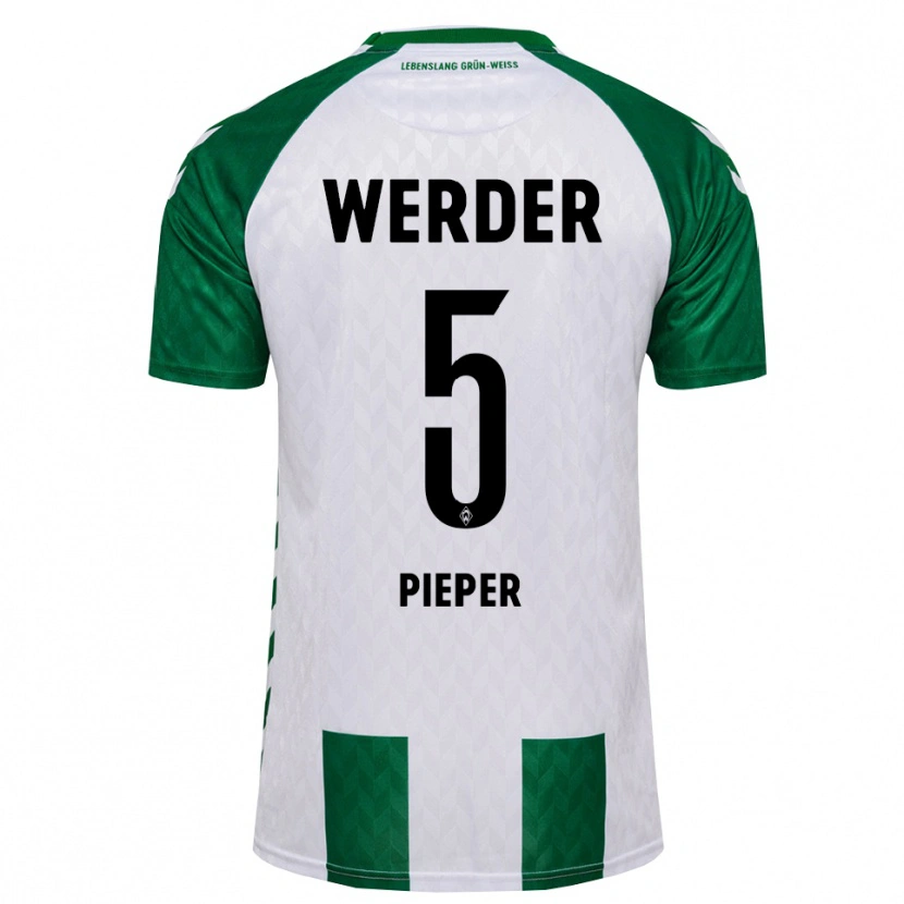 Danxen Criança Camisola Amos Pieper #5 Verde Branco Principal 2026/27 Camisa Brasil